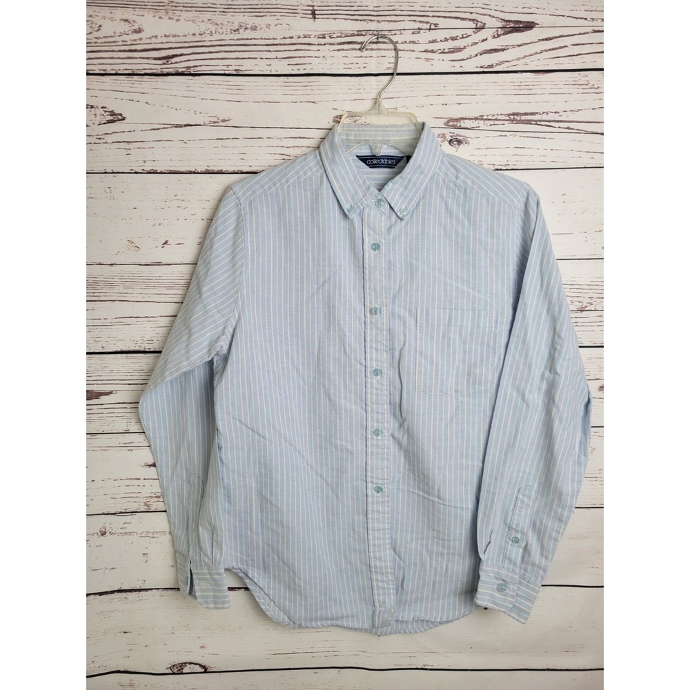 Vtg Collectibles Womens Size 14 Striped Button Up Shirt Cotton Poly Minimalist